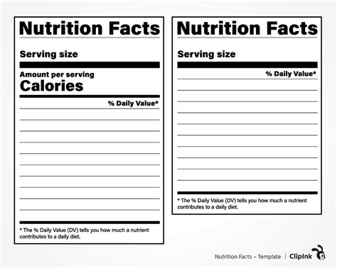nutrition facts label template    templates     display
