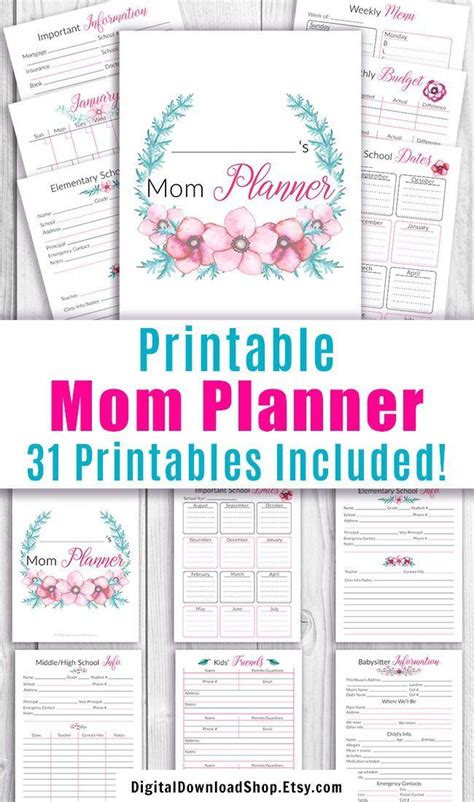 mom planner printable printable mom binder home management etsy mom