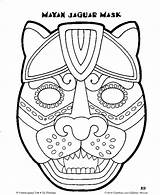 Mayan Mask Pages Coloring Masks Template Jaguar Aztec Mexican Printable Drawing Calendar Colouring Symbols Temple Kids African Color Maya Tikal sketch template