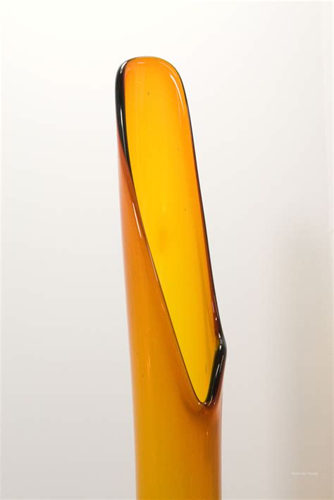 Retro Glass Floor Vase In Dark Amber Retro Art Glass