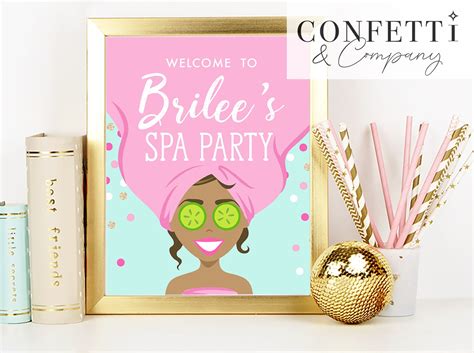 spa birthday party  sign personalized birthday sign etsy