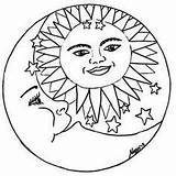 Eclipse Mond Ausmalen Sonne Sterne Astres Coloriages Lunas Ausmalbilder Pagan Witch sketch template