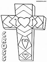 Cross Coloring Pages Heart Print sketch template
