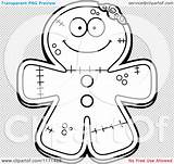 Zombie Gingerbread Coloring Mascot Happy Outlined Clipart Cartoon Vector Thoman Cory sketch template