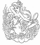 Coloring Pages Disney Printable Mermaid Princess Little Ariel Kids Color Sheets Adults Girls Adult Barbie Print Princesses Book Colouring Cute sketch template