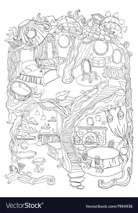 colouring page  fairy house royalty  vector image