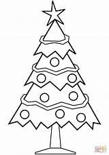 Coloring Christmas Tree Pages Simple Printable Drawing sketch template
