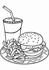 Coloring Pages Hamburger Food Fast Bestcoloringpagesforkids Plate Hamburgers sketch template