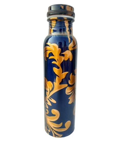 heaven decor printed blue 1000 ml copper water bottle set