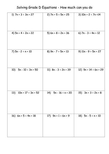 solving equations worksheets  mrbucktonmaths teaching resources tes