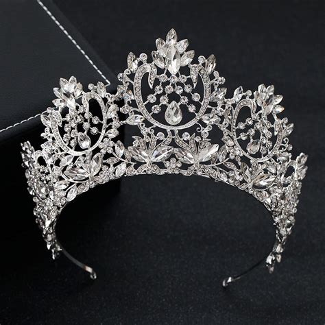 luxury sparkling silver crystal bridal tiaras crowns for women girls