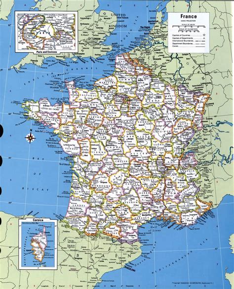 large detailed administrative  political map  france avec carte de france avec principales