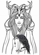 Coloring Adult Pages Beautiful Halloween Women sketch template