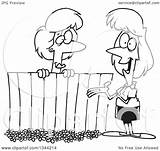 Fence Neighbors Cartoon Chatting Over Outline Lady Toonaday Illustration Royalty Rf Clip Clipart 2021 sketch template