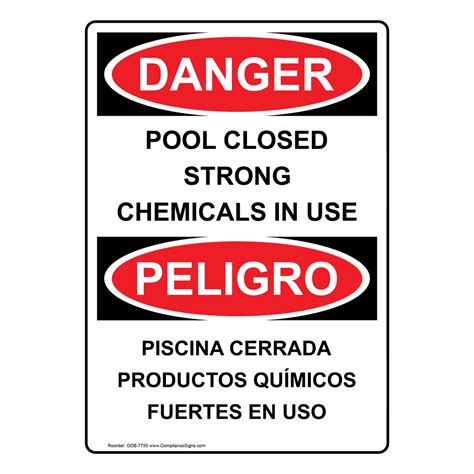 portrait osha danger pool closed strong chemicals   sign odep