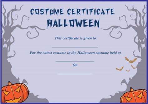 cutest halloween costume certificate template certificate templates