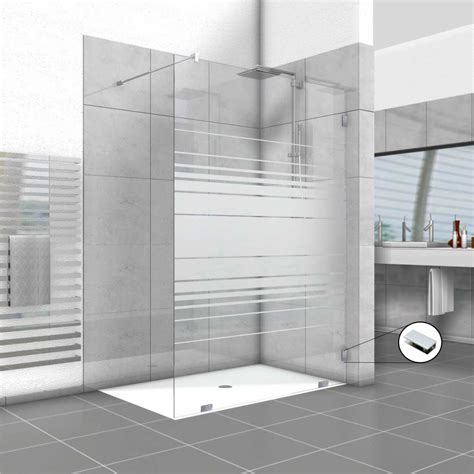 Frameless Fixed Shower Glass Panel With Frosted Design
