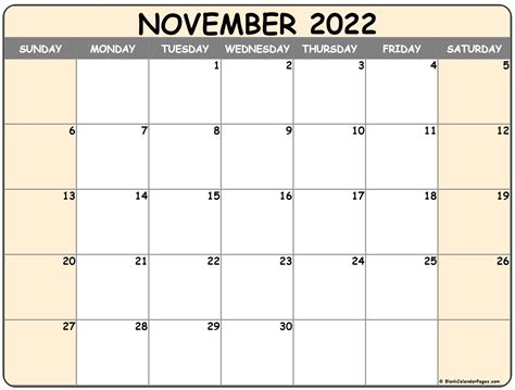 november  calendar  printable calendar templates november