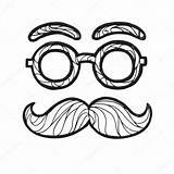 Vector Moustache Illustration Hipster Sketch Male Glasses Mustache Drawing Fashionable Getdrawings Round Style Depositphotos sketch template