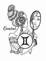 Gemini Gemelli Segno Zodiaco Zodiacale Vettore Astrologia Oroscopo Colorazione Vecteezy Aquarius sketch template