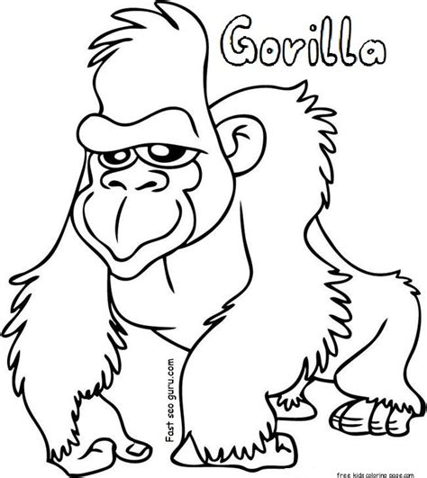 gorilla coloring sheets  printable  kids