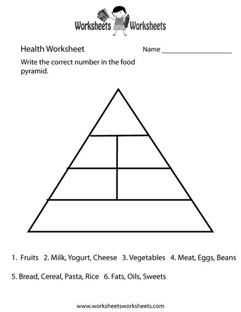 food pyramid health worksheet worksheets worksheets