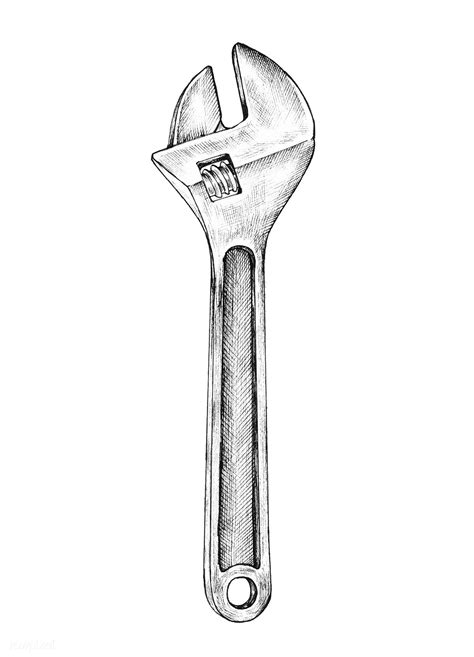 hand drawn adjustable wrench illustration
