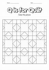 Quilt Coloring Pages Worksheet Printable Blank Square Worksheeto Via Block sketch template