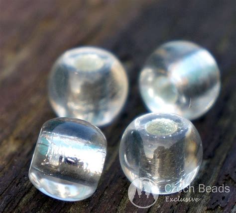 Silver Clear Large Hole Glass Beads Round Czech Beads