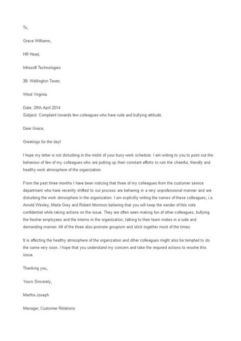 effective employee complaint letter  hr