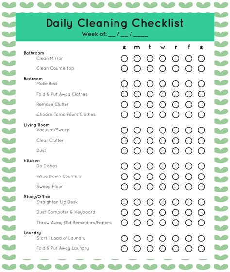 10 Best Housekeeping Cleaning Checklist Printable