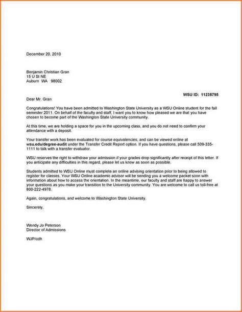business letter examples  students sample admission letters
