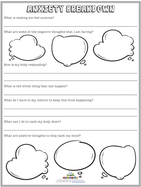 cbt childrens emotion worksheet series  worksheets  anxiety