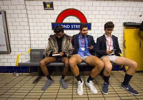 no trousers tube ride londoners take part in stunt to