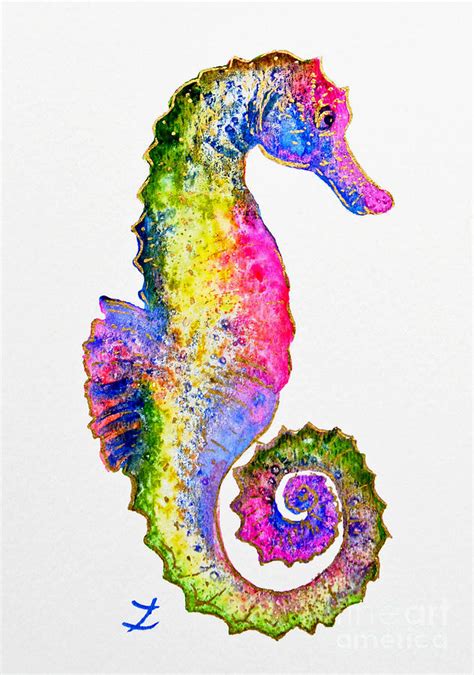 colorful seahorse painting  zaira dzhaubaeva