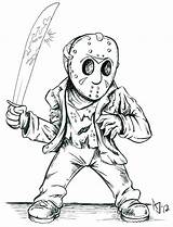 Coloring Myers Jason Michael Pages Voorhees Horror Printable Friday 13th Drawing Cartoon Deviantart Drawings Halloween Freddy Vs Print Mask Scary sketch template