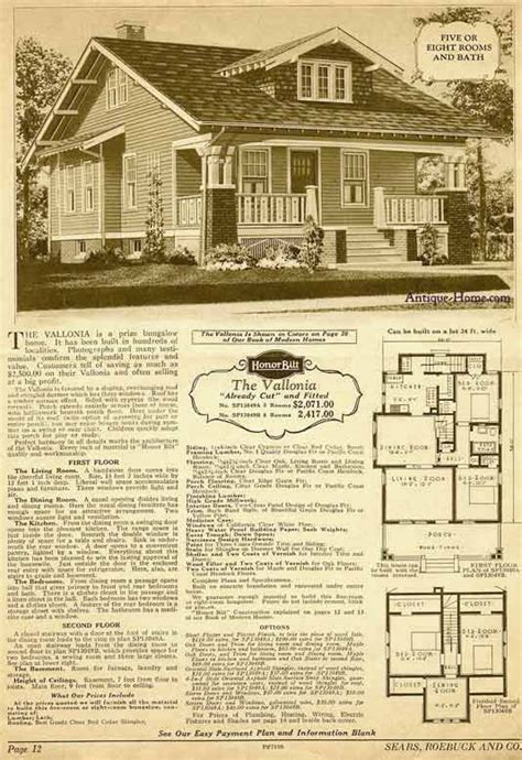 classic bungalow sears vallonia model  honor bilt homes craftsman style house plans
