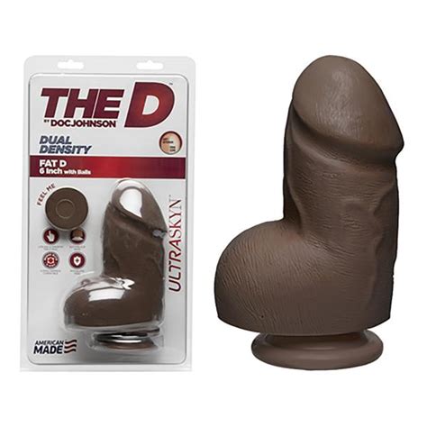 the d fat d 6 inches with balls ultraskyn brown dildo on