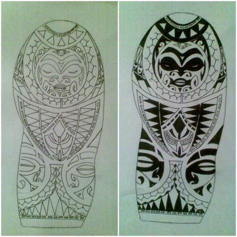 Polynesian Half Sleeve Tattoo Design With Face