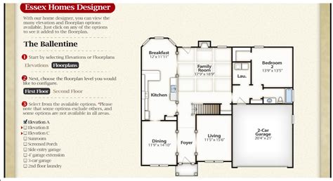 ballentine  floor check   interactive plan library   essex homes website