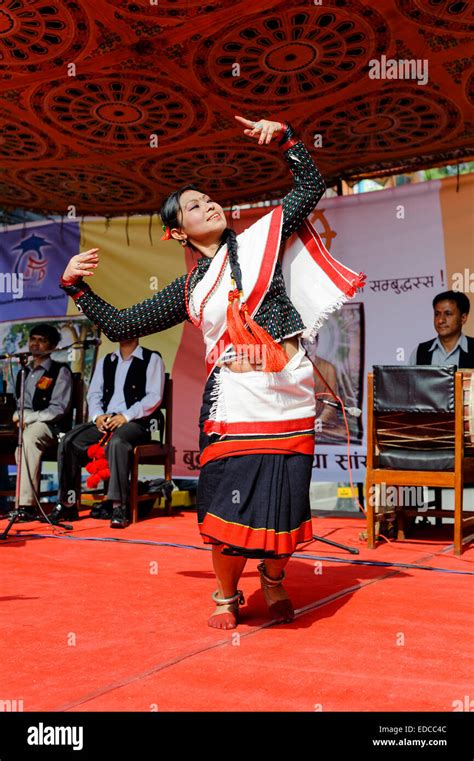 Nepali Girl Dancer Performing Traditional Nepal Dance Called Hijo Rati
