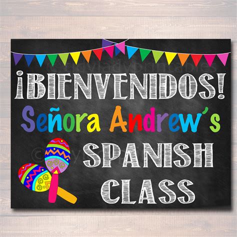 Spanish Classroom Door Sign Bienvenido Editable Template Tidylady