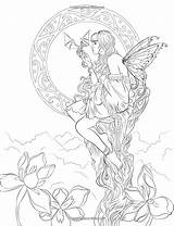 Coloring Pages Mythical Elf Fantasy Dragon Mystical Creatures Printable Adult Fairy Adults Fenech Colouring Fairies Girl Selina Detailed Magical Artist sketch template