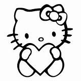 Kitty Hello Coloring Pages Heart Printable Drawing Cute Clipart Kids Color Sheets Colouring Hart Kid Toddler Will sketch template