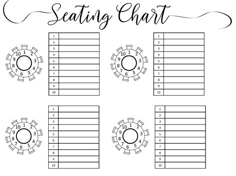 wedding reception seating chart template  printable