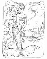 Adults Mermaids Havfrue H2o Coloriages Coloriage Voksen Voksne Adultes Fargelegge Fargelegging Sirenita Imprimer Dessin Meerjungfrauen sketch template
