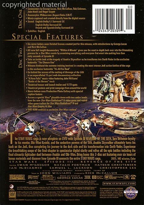 Star Wars Episode Iii Revenge Of The Sith Widescreen Dvd 2005