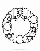 Hanukkah Coloring Pages Wreath Primarygames Pdf Printable sketch template