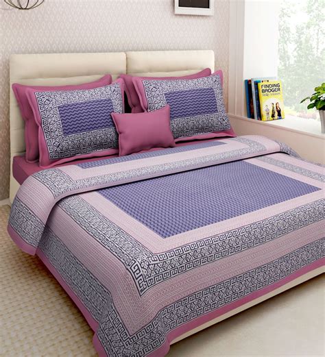 buy pink traditional  tc cotton  double bedsheet   pillow