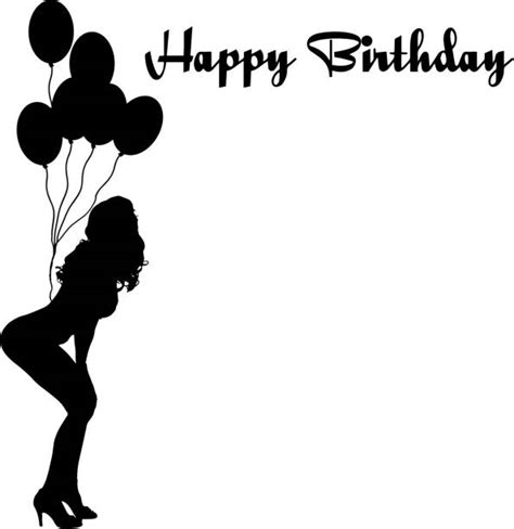 Silhouette Of The Happy Birthday Sexy Women Illustrations Royalty Free